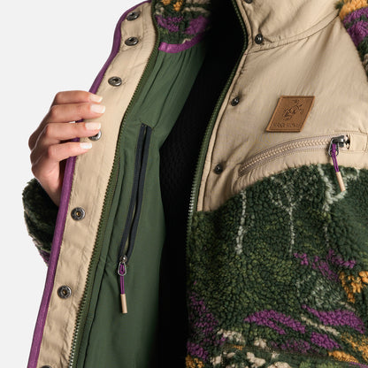 Poleron Mujer Zip-Porrito Print Verde Militar Haka Honu