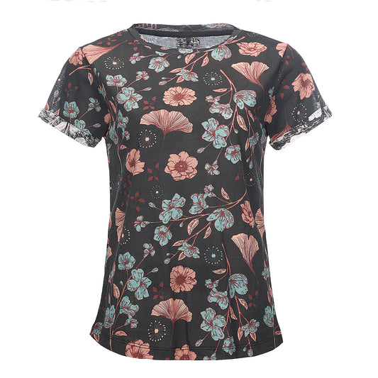 Polera Mujer Flora Negro Haka Honu