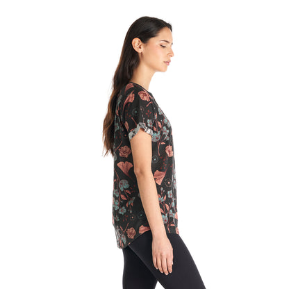 Polera Mujer Flora Negro Haka Honu