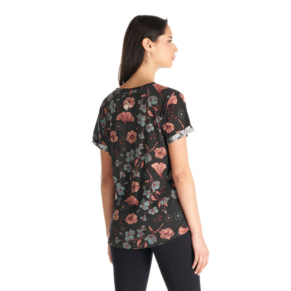 Polera Mujer Flora Negro Haka Honu