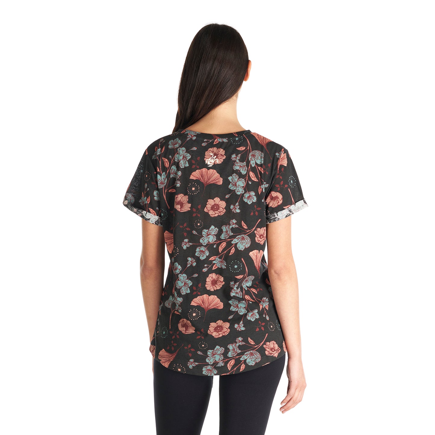 Polera Mujer Flora Negro Haka Honu