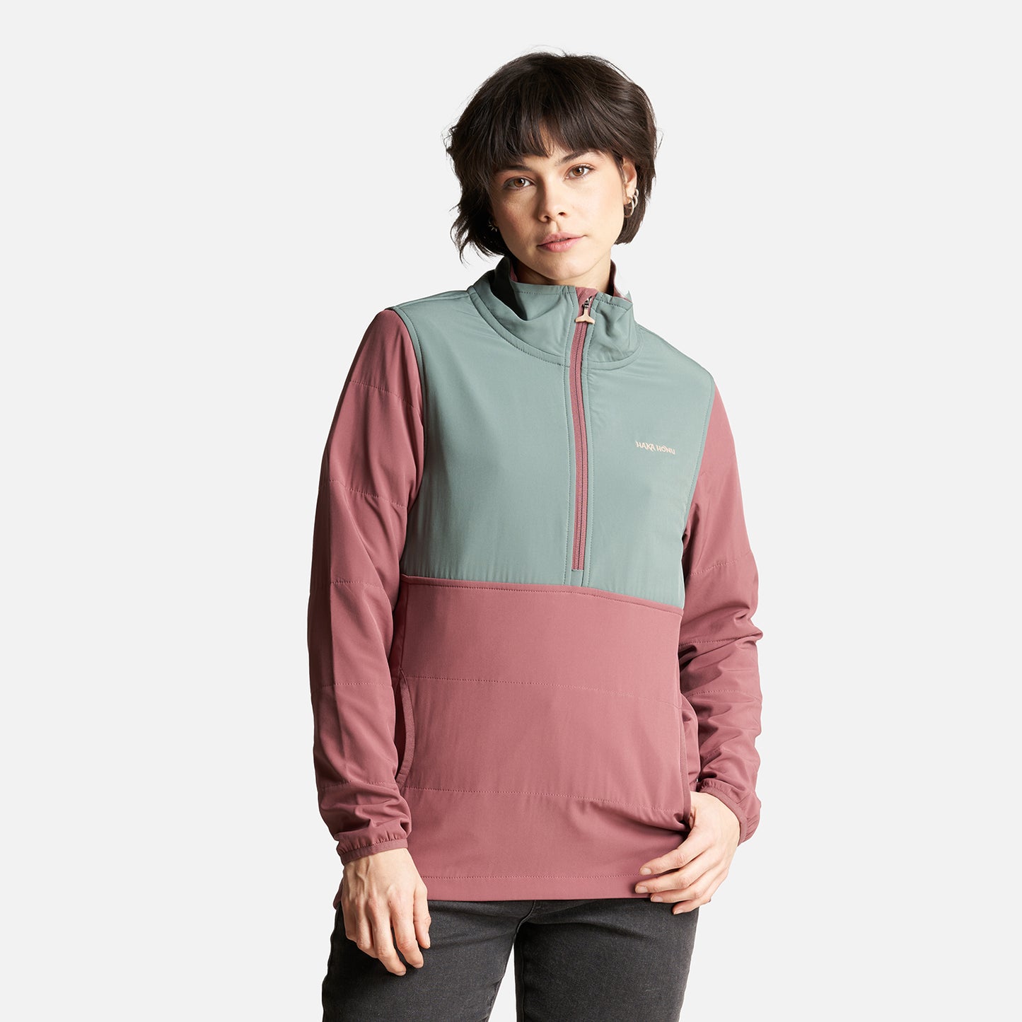 Poleron Mujer Del Sur 1/4 Zip Sin Capucha  Palo Rosa Haka Honu