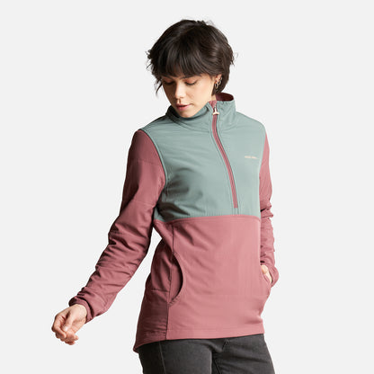 Poleron Mujer Del Sur 1/4 Zip Sin Capucha  Palo Rosa Haka Honu