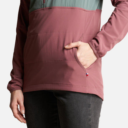 Poleron Mujer Del Sur 1/4 Zip Sin Capucha  Palo Rosa Haka Honu