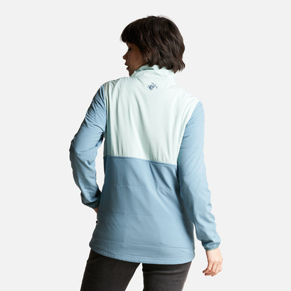 Poleron Mujer Del Sur 1/4 Zip Sin Capucha  Celeste Haka Honu