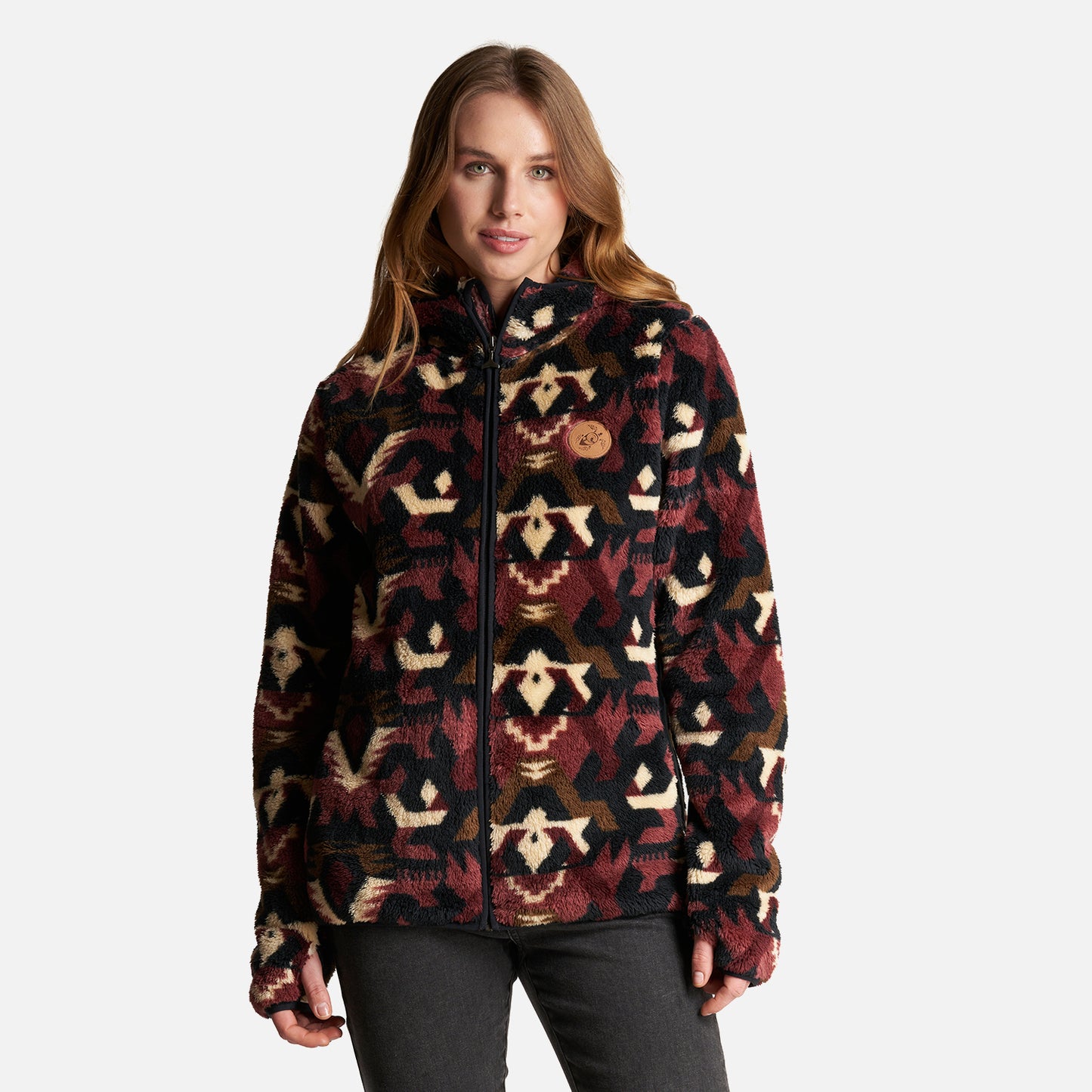 Chaqueta Mujer Calur-Oso Print Burdeo Haka Honu