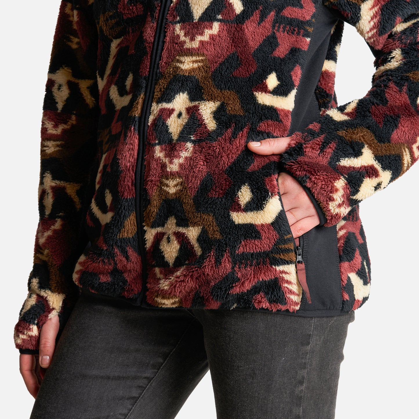 Chaqueta Mujer Calur-Oso Print Burdeo Haka Honu