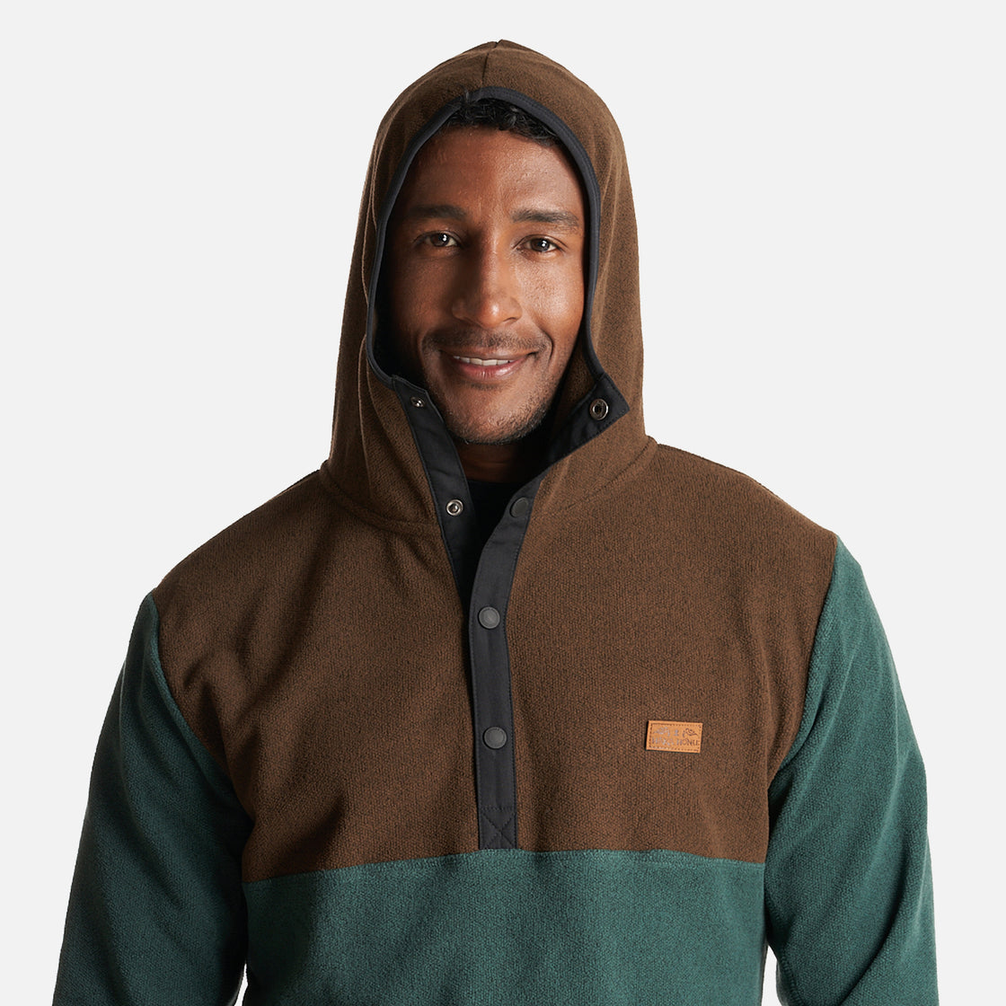 Poleron Hombre Tokerau Hoodie Café/ Verde Bosque Haka Honu