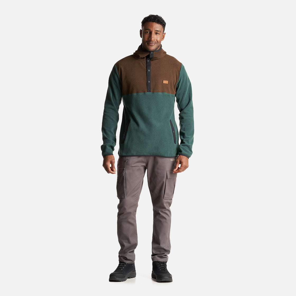 Poleron Hombre Tokerau Hoodie Café/ Verde Bosque Haka Honu