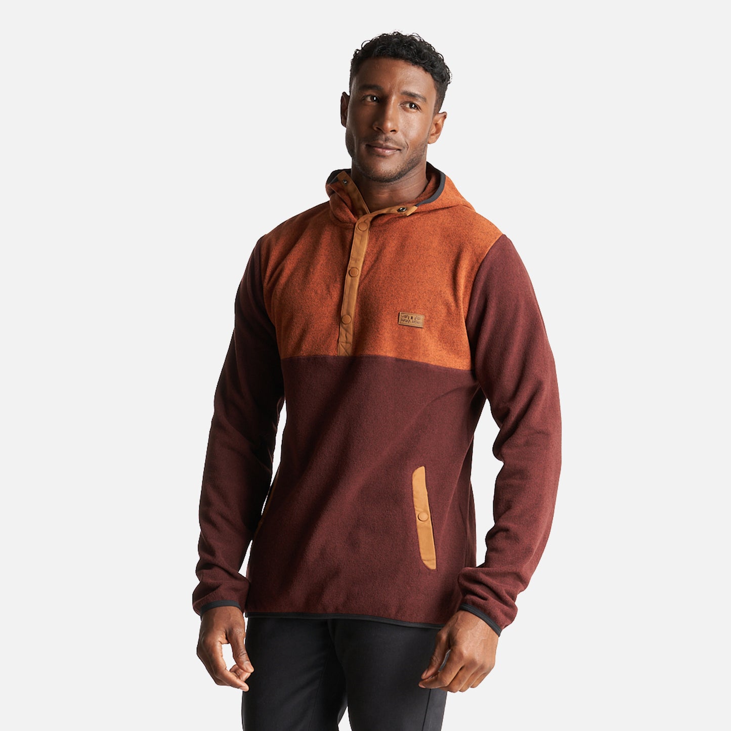 Poleron Hombre Tokerau Hoodie Naranja Oscuro/Burdeo Haka Honu