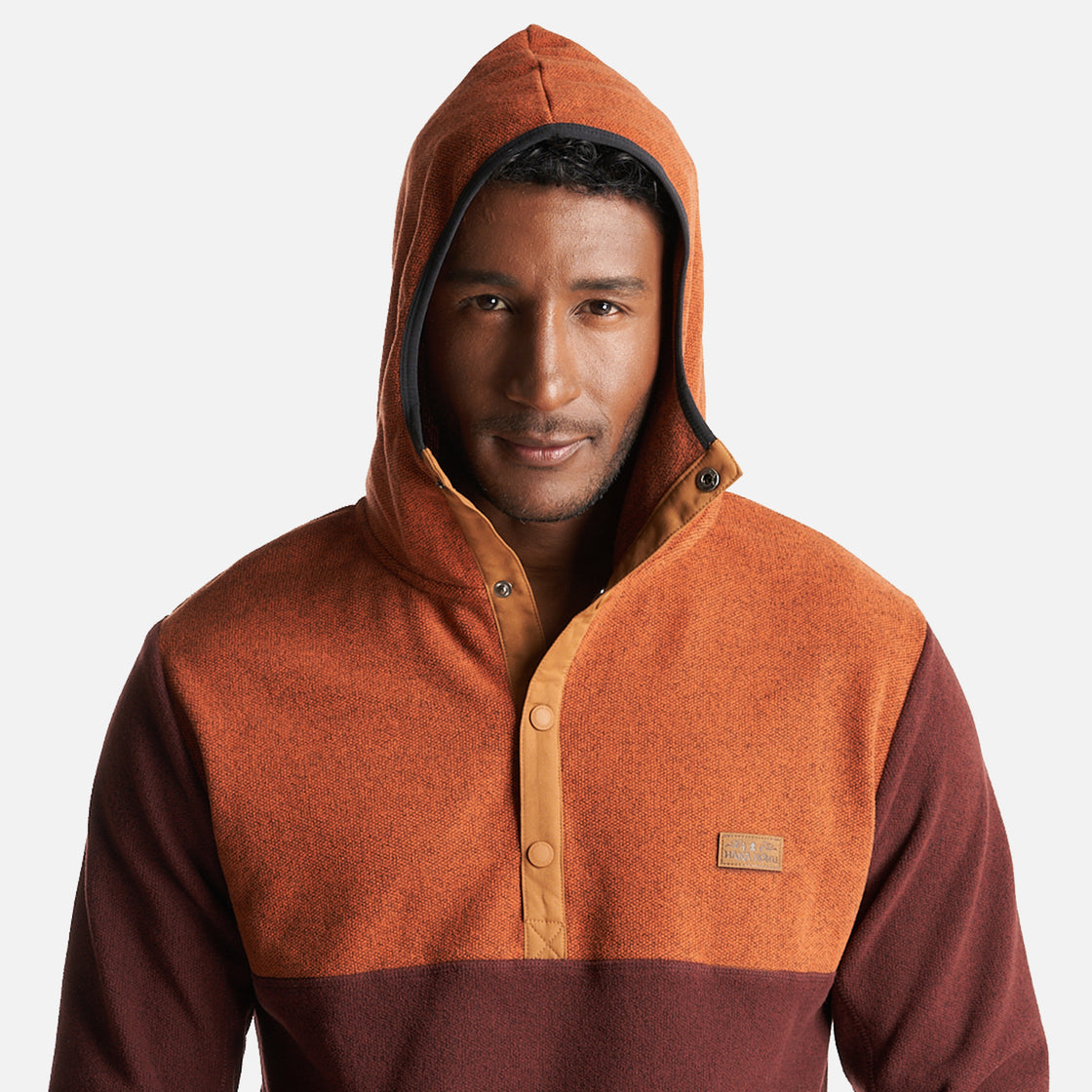 Poleron Hombre Tokerau Hoodie Naranja Oscuro/Burdeo Haka Honu