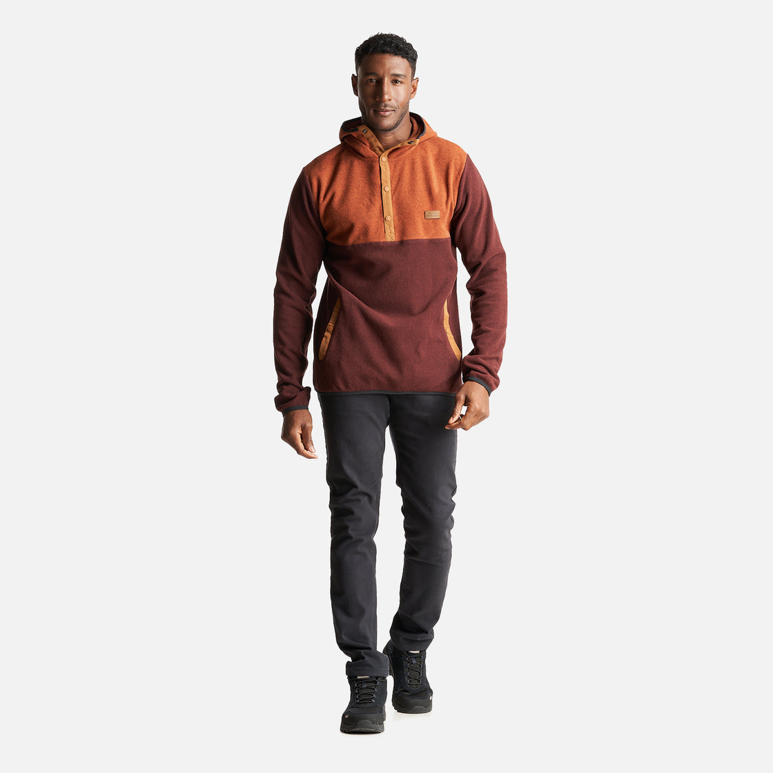 Poleron Hombre Tokerau Hoodie Naranja Oscuro/Burdeo Haka Honu